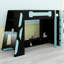 Structure de lit mezzanine multifonctionnelle en bois avec bureau, tablettes de rangement et lumière RVB-352137352