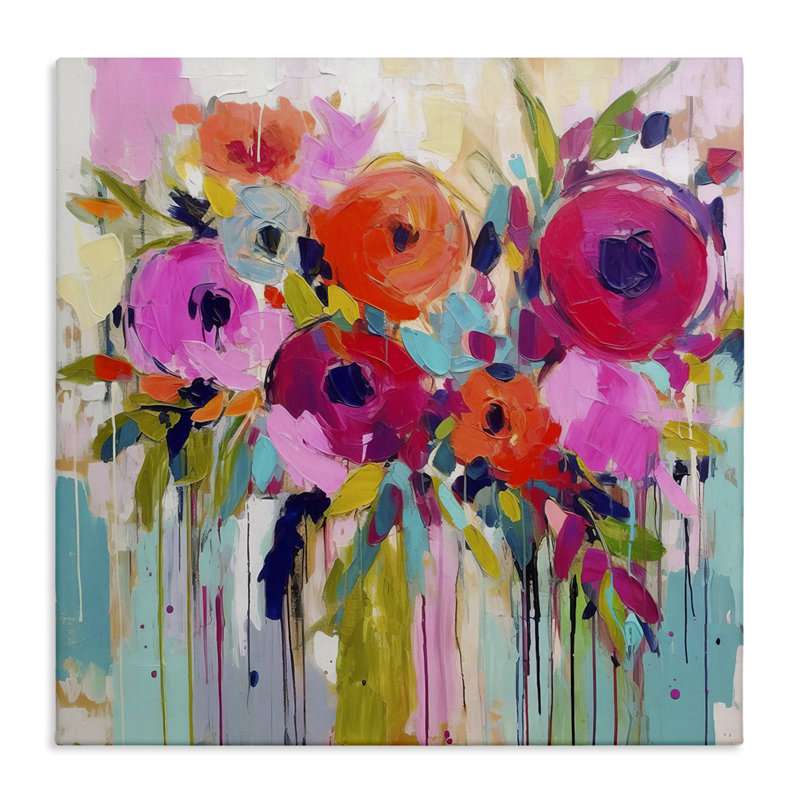 Art mural sur toile "Bold Drip Roses" par Irena Orlov, H 24 po x l 24 po