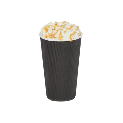 Restaurantware 16 Ounce Paper Coffee Cups, Pack of 25 Ripple Disposable Cups – Leakproof, Recyclable, Black Insulated Hot Beverage Holders, with Matching Lids Available for Purchase Separately