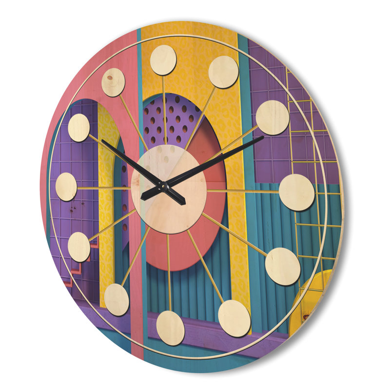 Horloge murale abstraite à architecture géométrique, Très grand