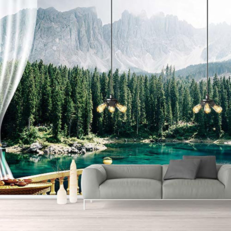 Murale vue naturelle de faux balcon, L 66 po x l 96 po