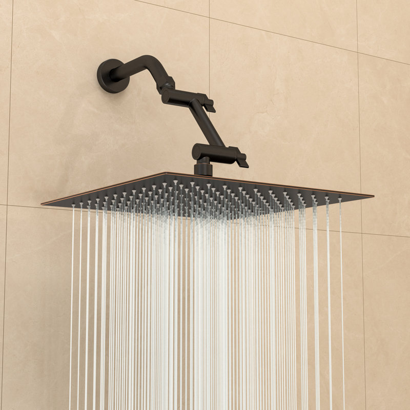 Pomme de douche à pluie réglable 12 po 1,8 GPM, pomme de douche à jet simple carré, Bronze huilé