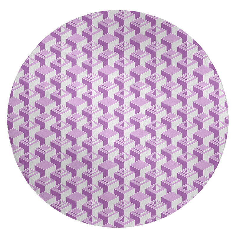 Chenille Geometric Indoor Rug, Round 5'
