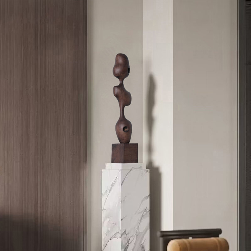 Brown Free Form Solid Wood Decorative Object