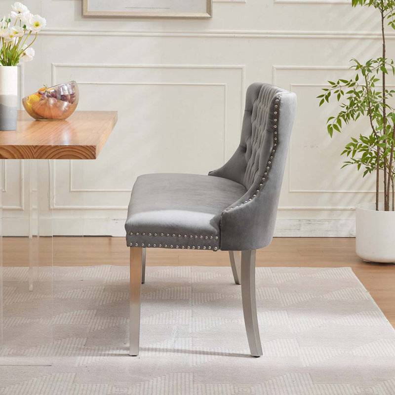 Banc en velours pour causeuse double, Gris, Argent