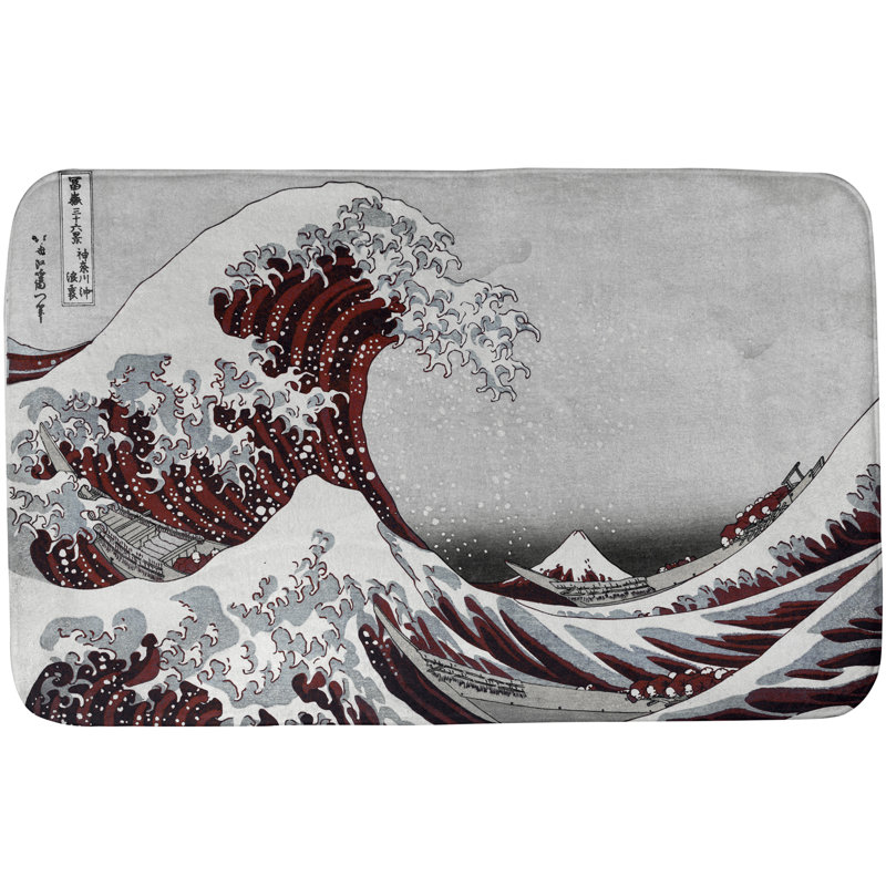 Hague Memory Foam Non-Slip Bath Rug, 21" W x 34" L, Red/Gray