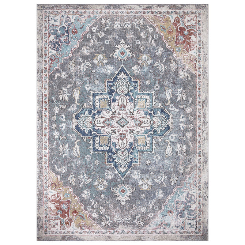 Vello gris marocain usé / gris décoloré, Rectangle 6 pi 7 po x 9 pi 3 po