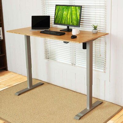 48"" Width Bamboo Top Height Adjustable Standing Desk -  FlexiSpot, FC1S+4824BB-RA