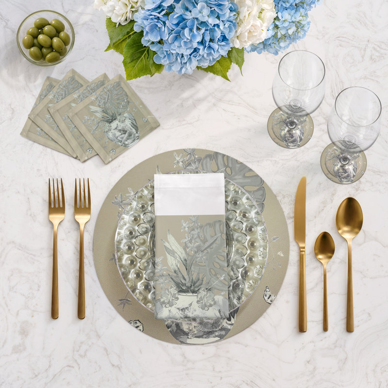 Monkey Large Jungle Cotton Sateen Cocktail Napkins, Greenwich