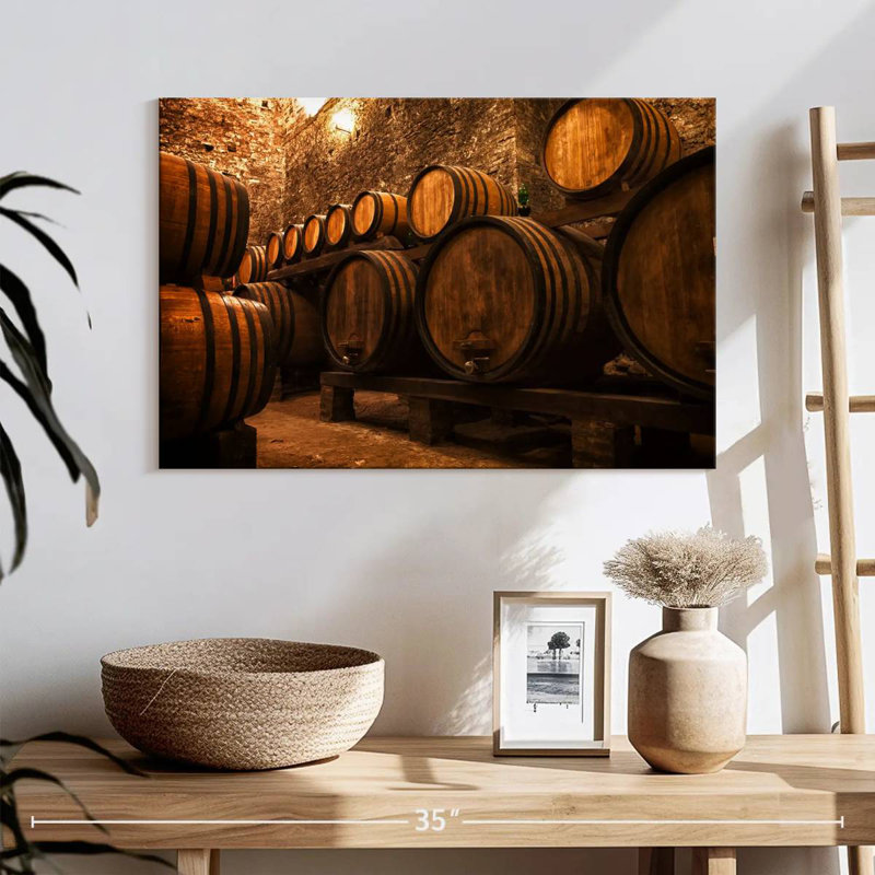 Cave Lilie avec tonneaux à vin, H 16 po x l 24 po