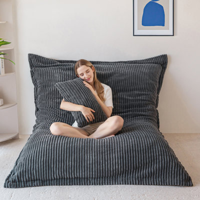 80" Giant 3 In 1 Convertible Bean Bag Chair With Pillow by Trule