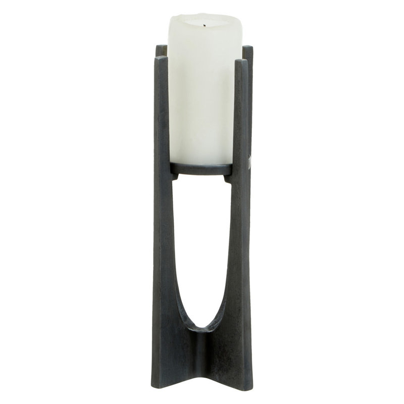 Kamakou Metal Tabletop Tealight Holder, 31cm H x 12cm W x 12cm D, Grey