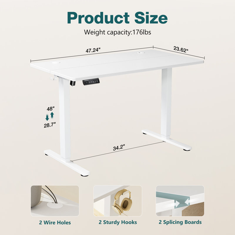 Ensemble de meubles de bureau contemporain 2 pièces - Bureau debout électrique avec fauteuil pivotant en cuir synthétique réglable