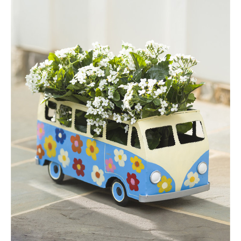 Pot à fleurs en métal, Bleu