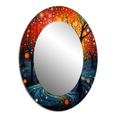 Colorful Meditation Transcendence Pointillism Dot II - Traditional Oval Wall Mirror
