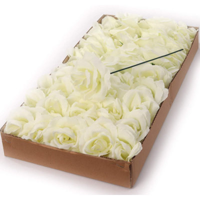 Flexi Blooms | 400-piece Set (8 Packs) | Silk Cream White Roses | Flexible & Detachable Picks For Crafts & Events