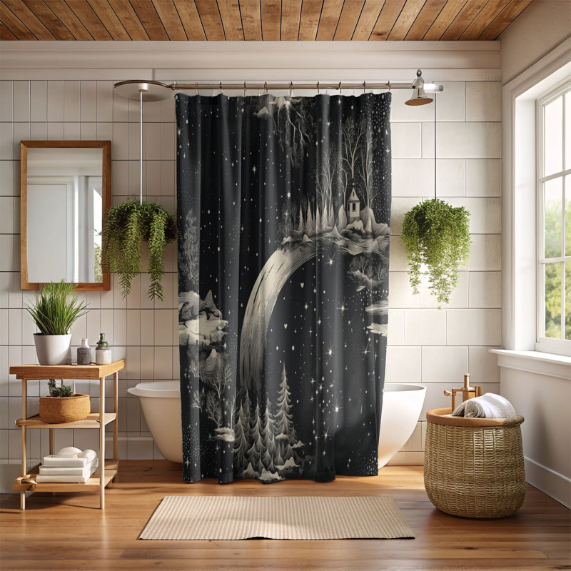 Yonce Abstract Shower Curtain, 74"H x 71"W