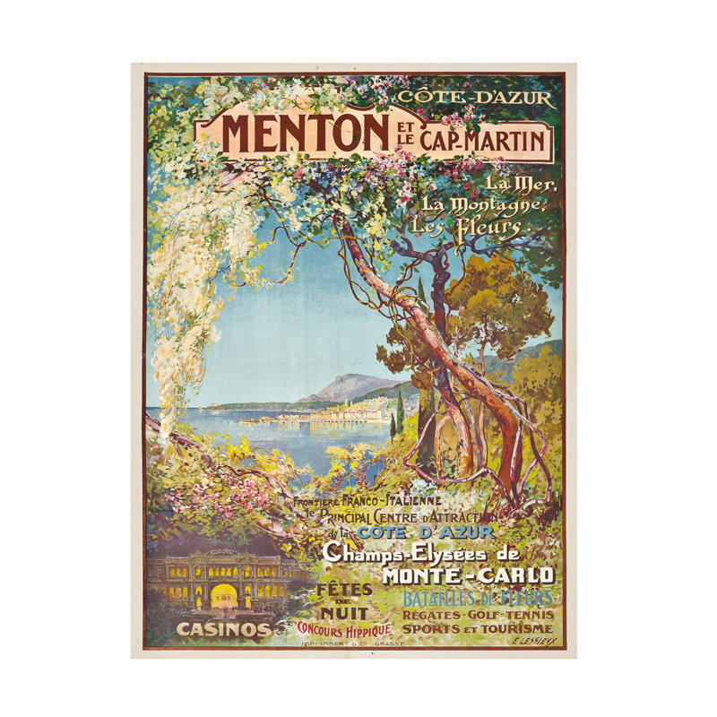 Ernest Louis Lessieux, Menton et Le Cap-Martin, art sur toile, H 19 po x l 14 po