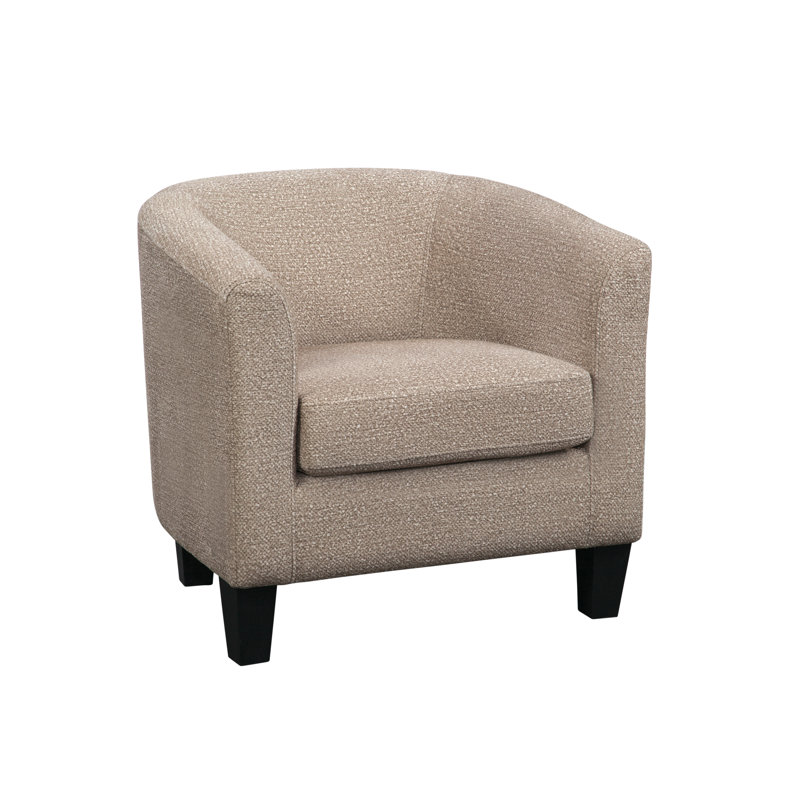 Ellen Enzo Upholstered Barrel Chair, Gloss Boucle Sand Tan 100% Polyester