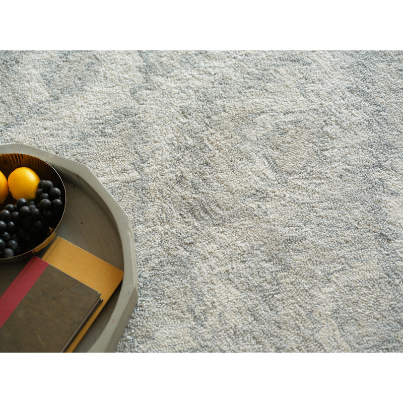 Bargello Gray New Zealand Wool hand-tufted Area Rug, Rectangle 4' x 6'
