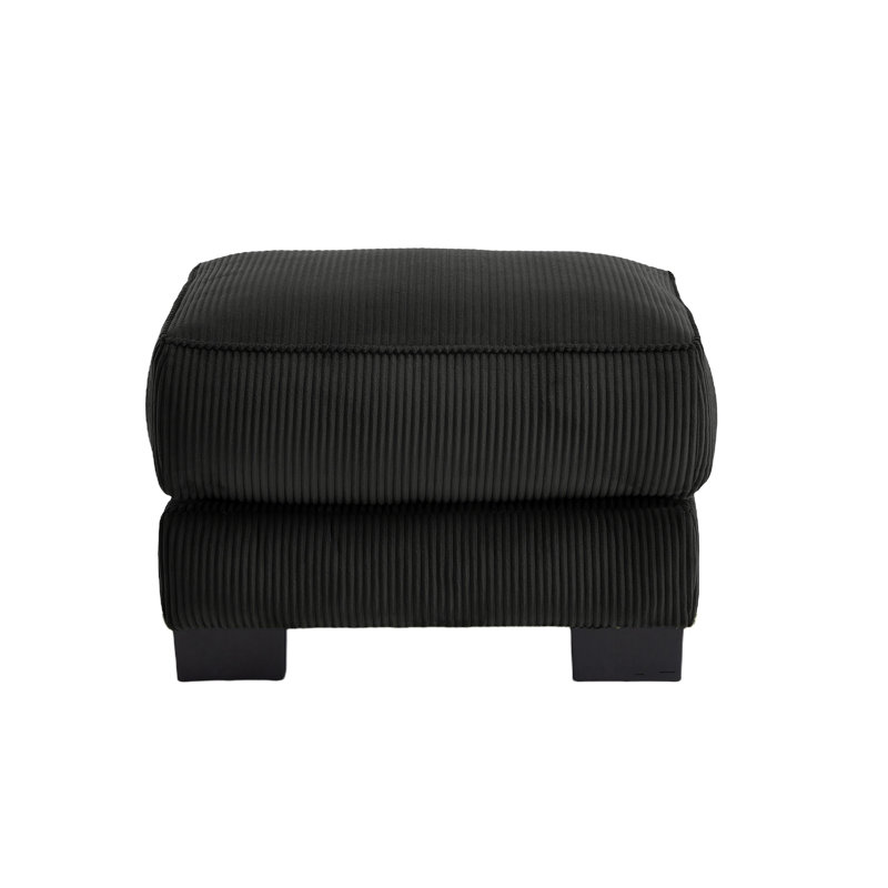 Pouf modulaire en velours côtelé noir, élément sectionnel emboîtable avec coussin lombaire
