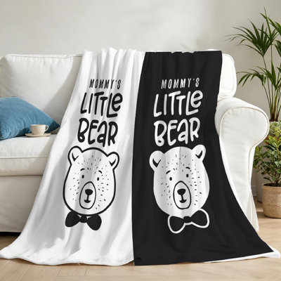 Jeté en molleton blanc ultra doux en flanelle, imprimé «Mommy Little Bear Kid»