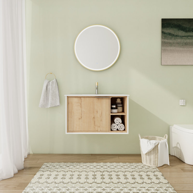 Meuble-lavabo simple mural 30 po avec comptoir en céramique