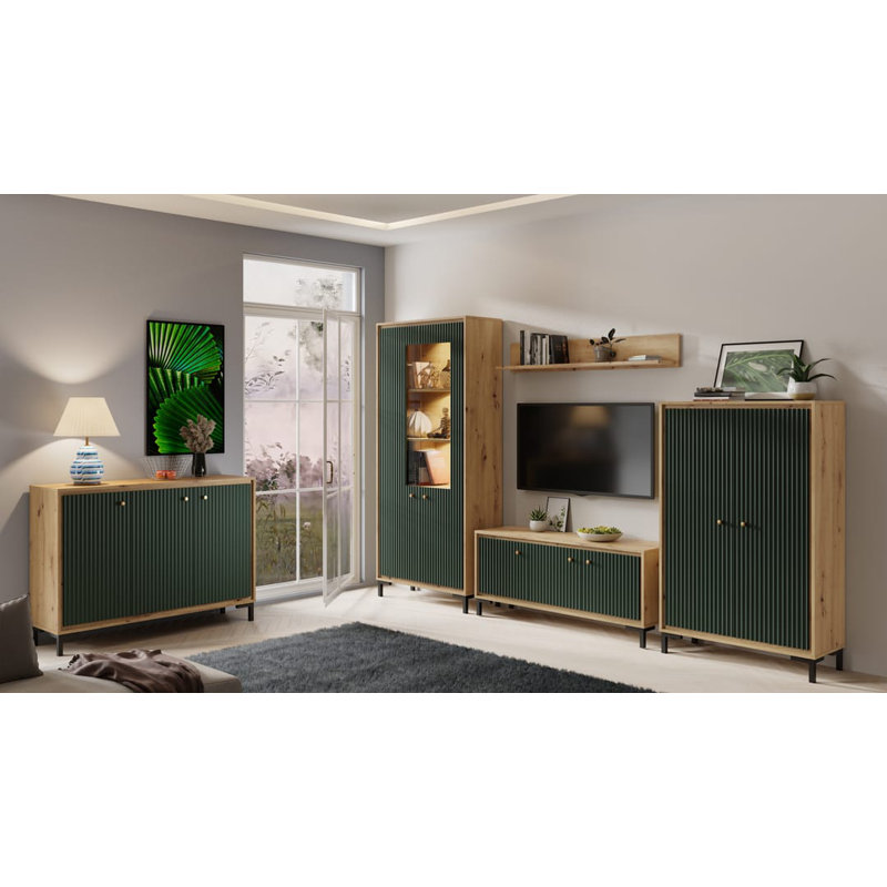 Vasilikos Display Cabinet, Natural/Green