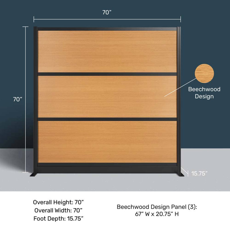 Système de cloison modulaire Harmony Beechwood, H 70 po x L 70 po
