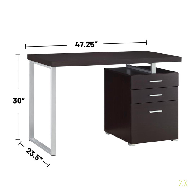 Bureau 3 tiroirs, Tanné