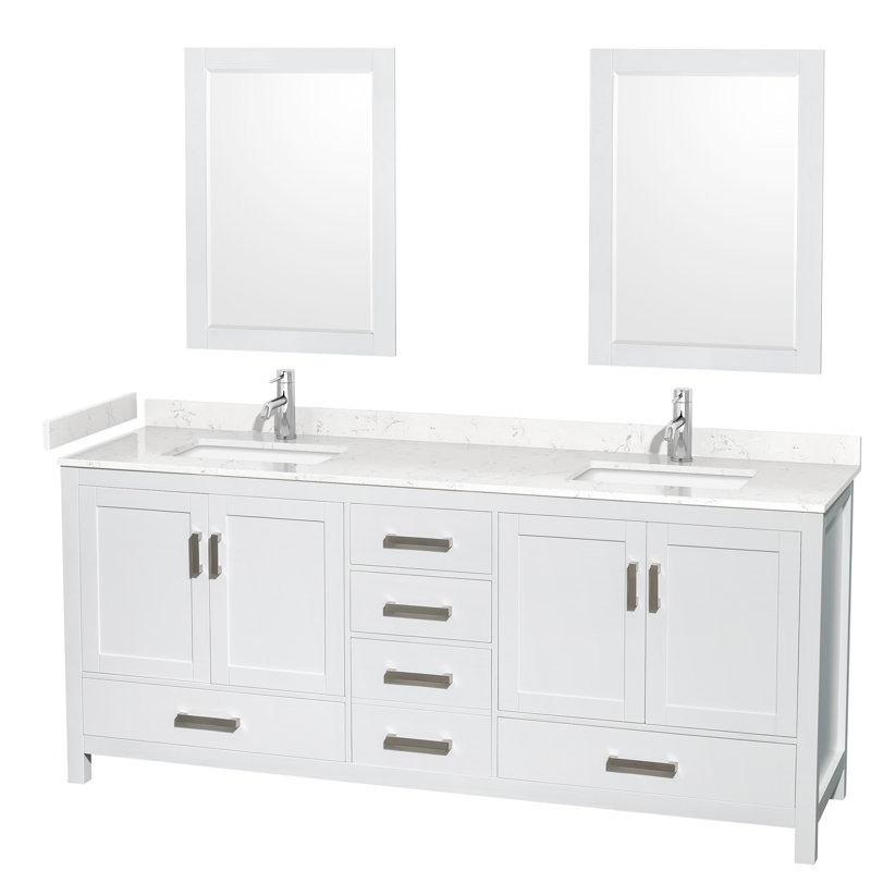 Sheffield 79" Double Bathroom Vanity Base Only, White