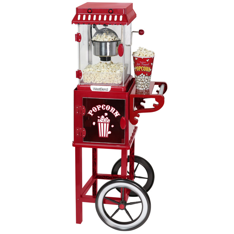 West Bend Compact Popcorn Machine and Cart, 10-Cup Capacity