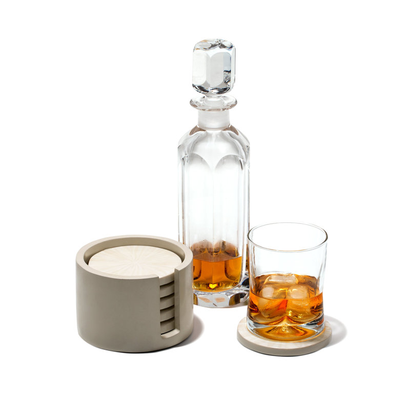 Coaster Set With Holder, Cream
