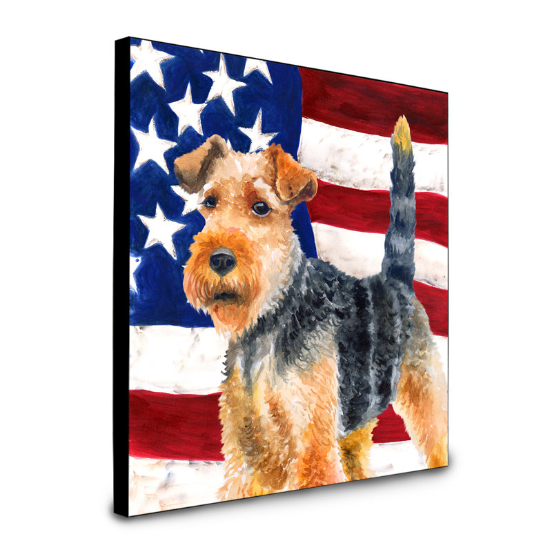 Panneau mural patriotique art Double Down, Terrier gallois