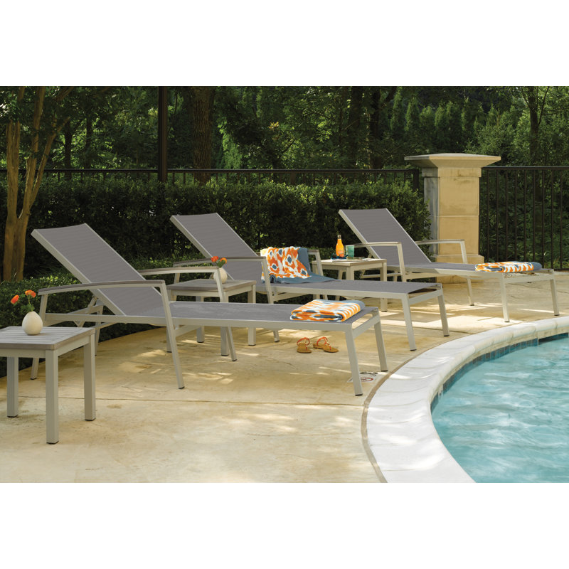 Travira Outdoor Chaise Lounge, Tekwood Vintage, Titanium Basketweave, Flint