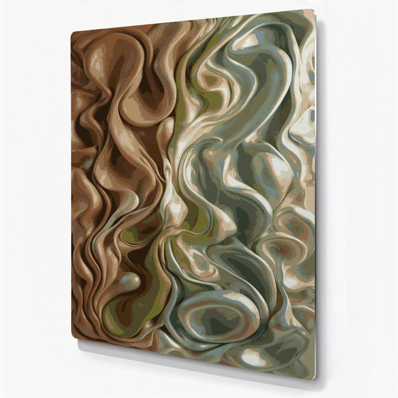 Art mural abstrait en métal brun 76, H 16 po x l 20 po