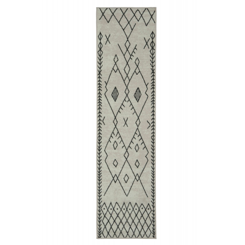 Tapis pêche / noir Shivangi, Tapis de couloir 2 pi x 8 pi
