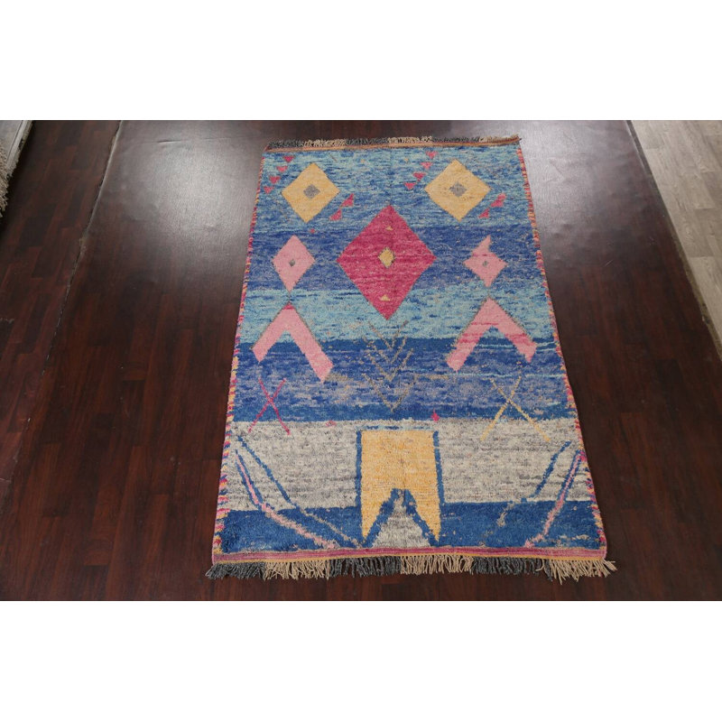 Tapis tribal marocain noué à la main 5 pi 11 po x 9 pi 6 po