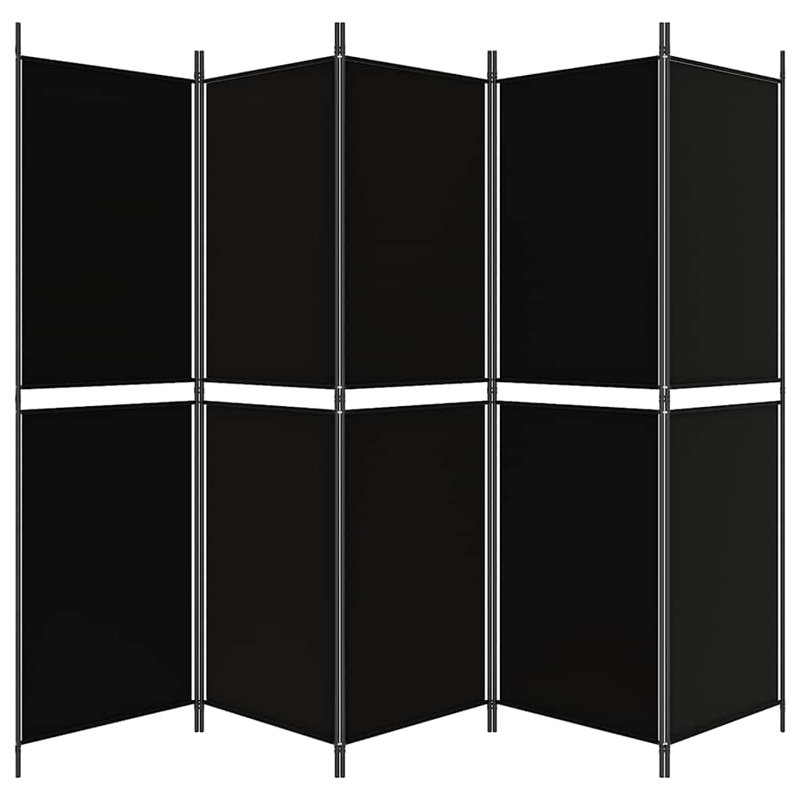 Paravent 5 panneaux à panneaux pliable noir 98,4 x 70,9 po style moderne