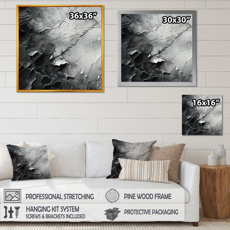 Minimalisme, glacier noir et blanc sur toile, H 36 po x l 36 po x P 1,5 po, Toile tendue