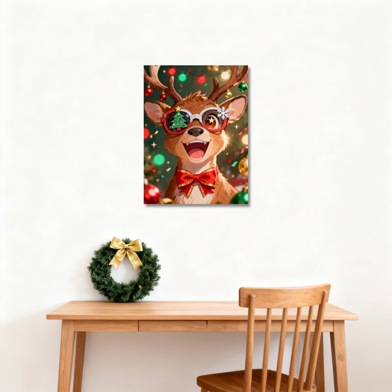 Art sur toile, verres à rennes, art sur toile, H 36 po x l 24 po
