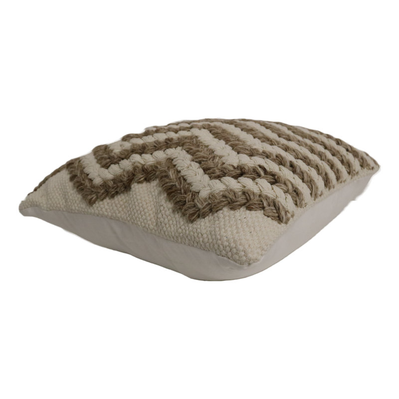 Sanremo Beige and Brown Wool Cotton Throw Pillow