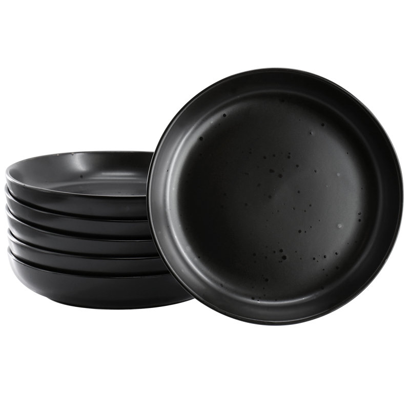 Latitude Run® Landon 6 Piece 7.5in Stoneware Pasta Bowl Set in Pepper Black