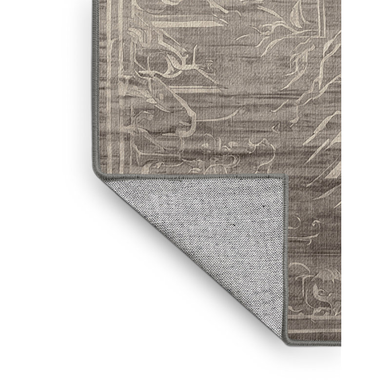 Machine Washable Gray Area Rug, Rectangle 5' x 8'