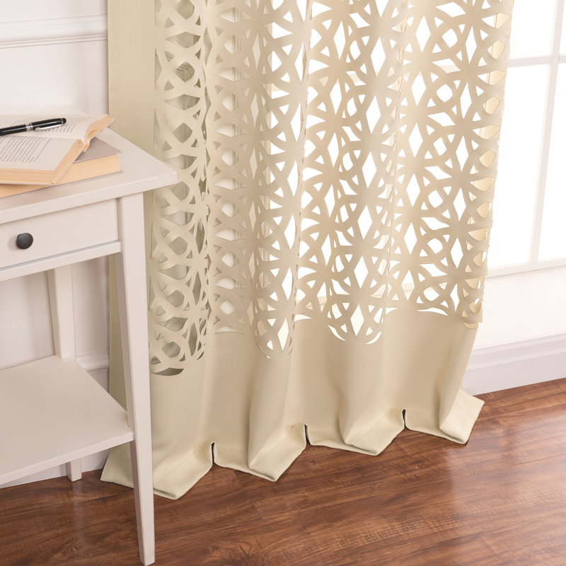 Paire de rideaux en polyester Aikeem, Beige