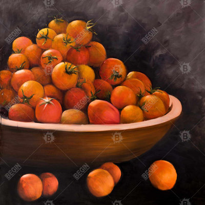 Bowl of cherry tomatoes - 32"x32" art on canvas
