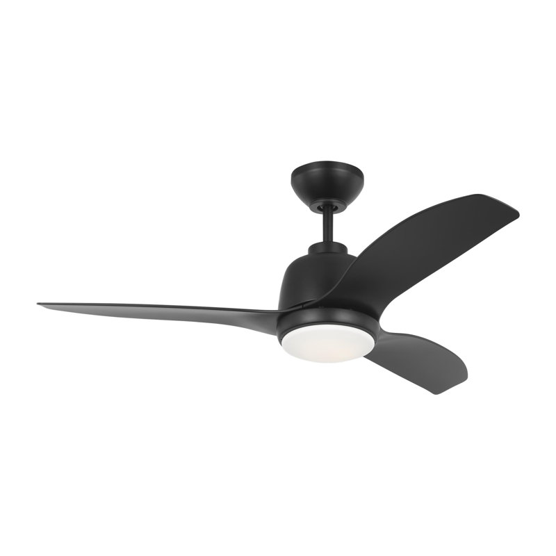 Ventilateur de plafond avec lumières DEL Aida, Noir mat, Noir mat, H 12,18 po x l 44 po x P 44 po