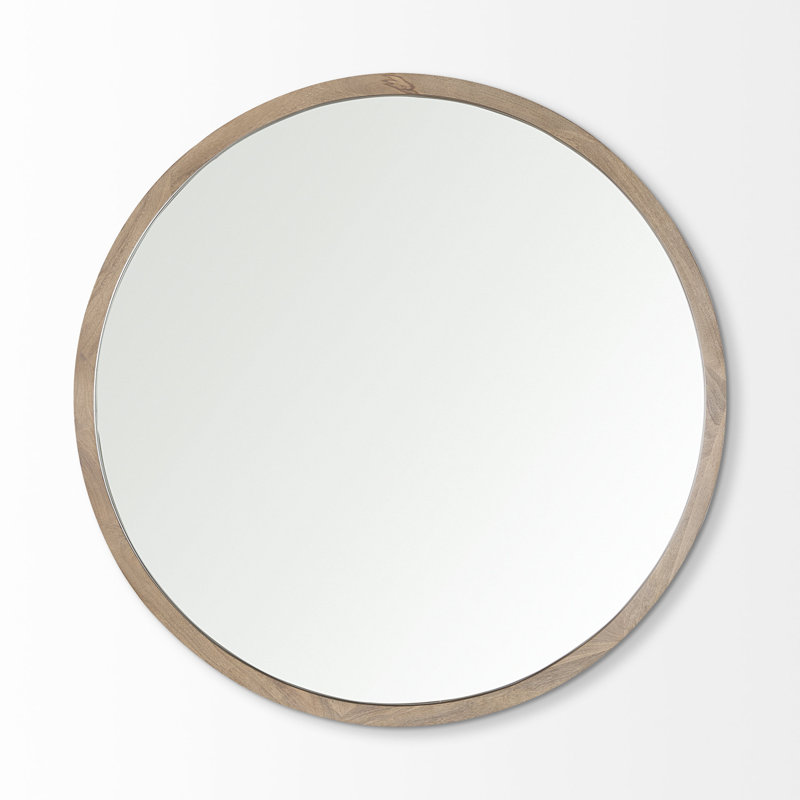 Miroir rond en bois massif Carper, Brun