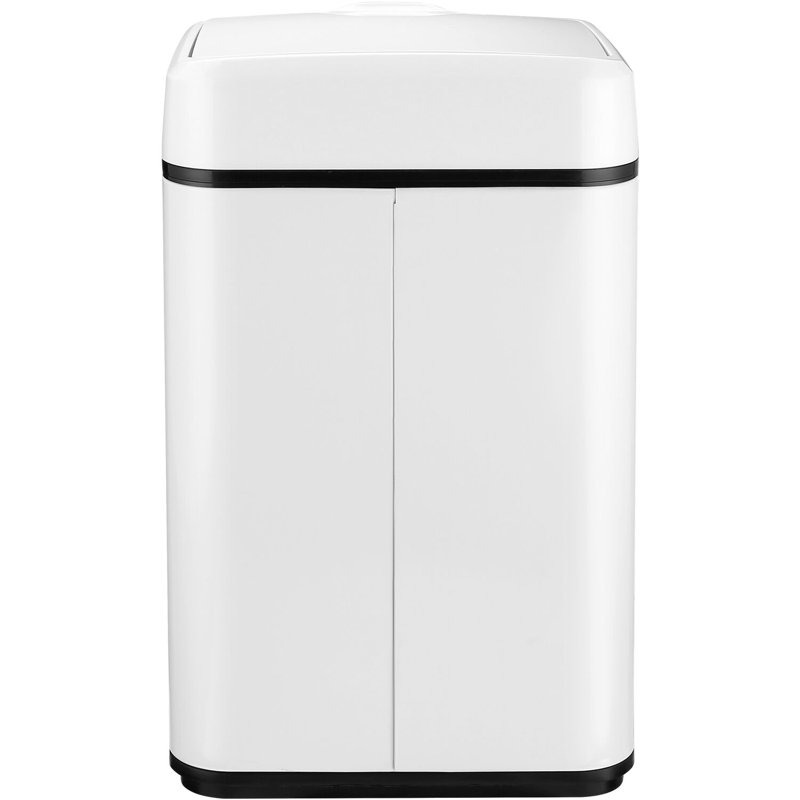 White Stainless Steel Touchless Trash Can with Sensor Lid