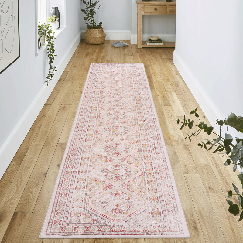 Washable Low-Pile Beige 2'6''X10' Rug For Bedroom, Living Room, Kitchen, Office Area Runner Dining